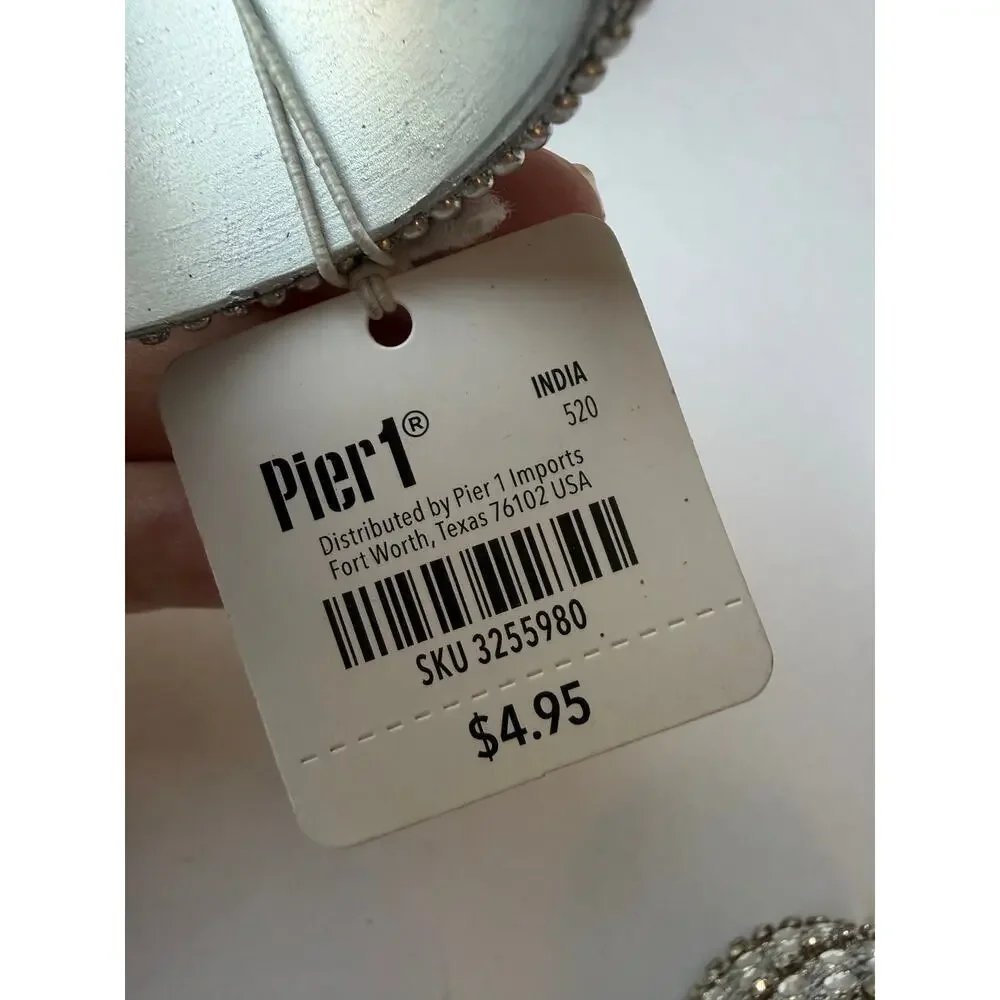 Pier 1 Jeweled Rhinestone Napkin Rings Silver Champagne Set of 4